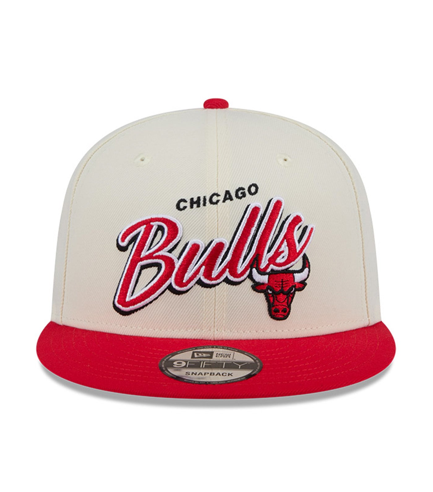 9FIFTY Chicago Bulls Script NBA Snapback Cap Chrome White