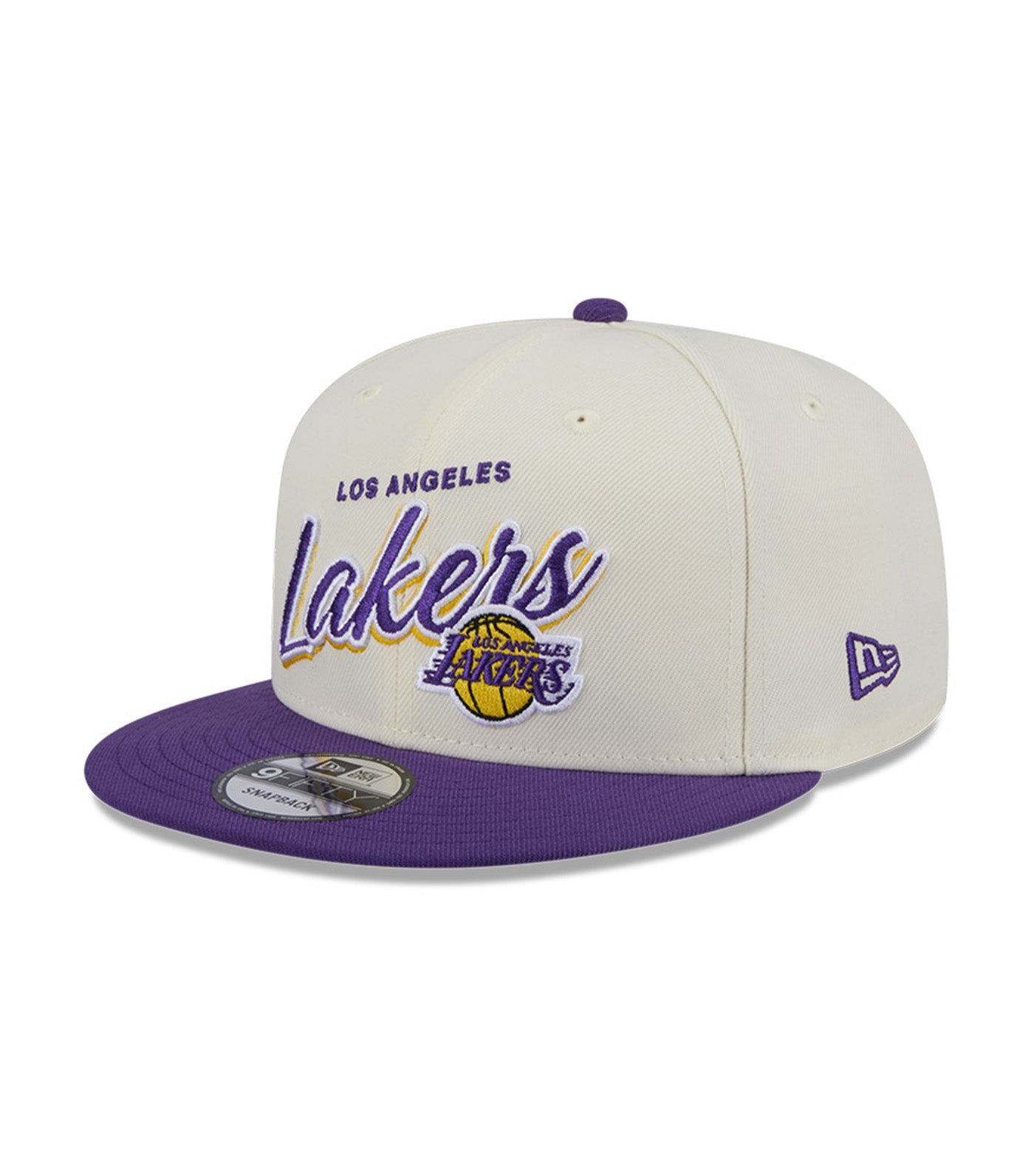 9FIFTY Los Angeles Lakers Script NBA Snapback Cap Chrome White