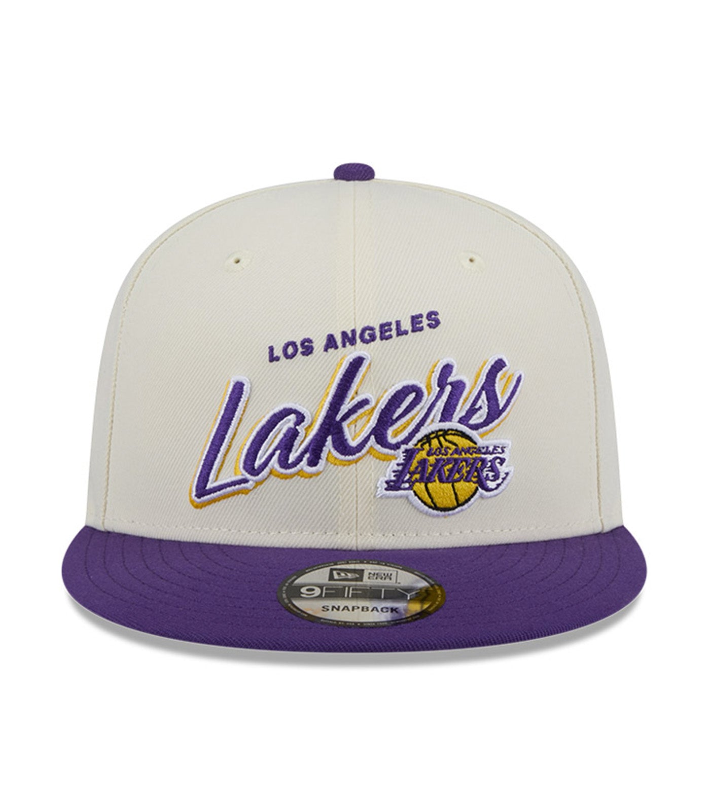 9FIFTY Los Angeles Lakers Script NBA Snapback Cap Chrome White