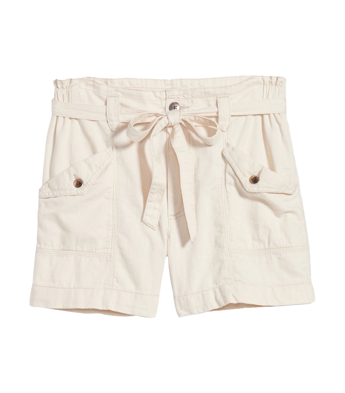 Extra High-Waisted Tie-Front Cargo Workwear Shorts for Women 4-inch Inseam Natural-Beige