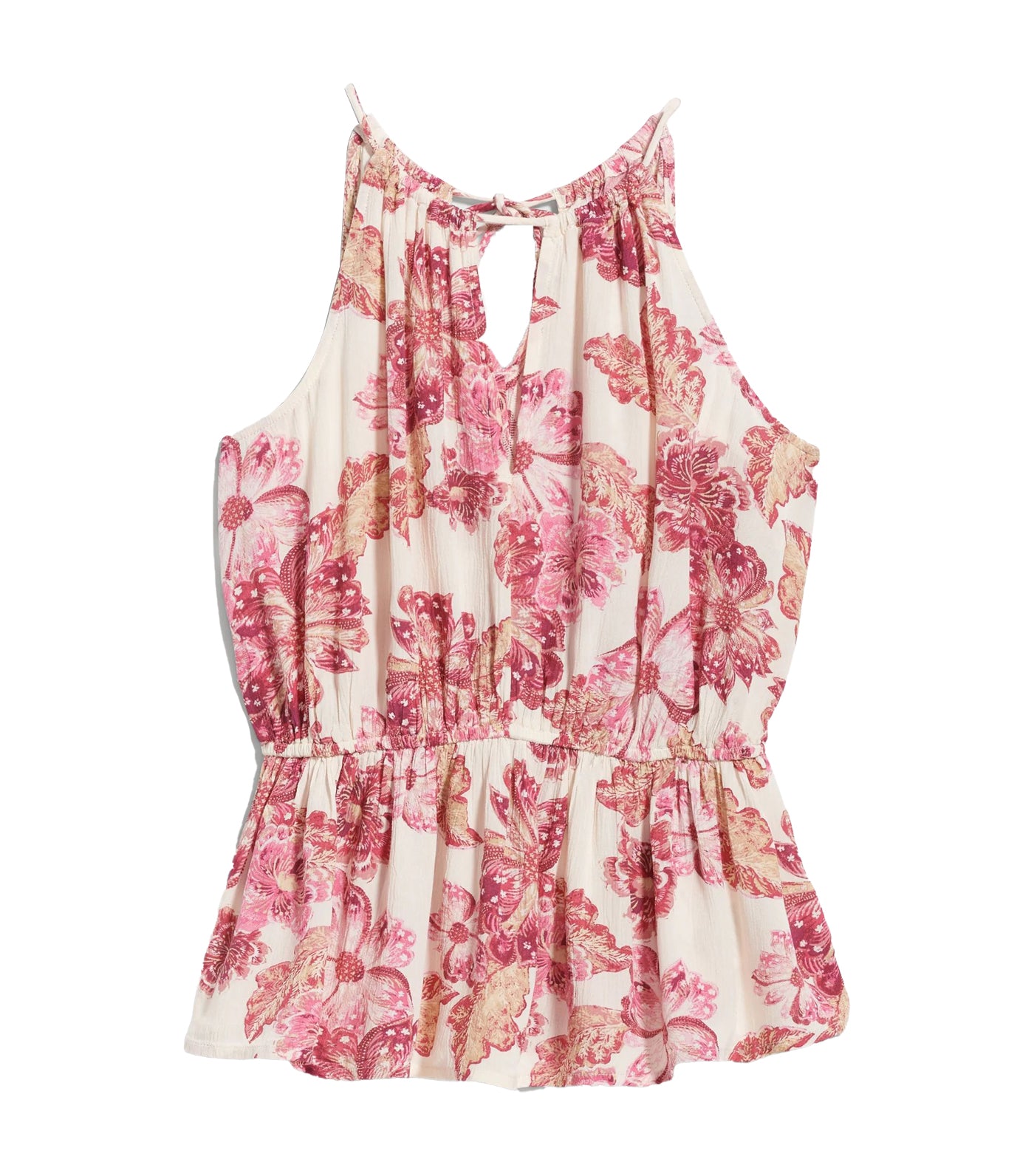 Sleeveless High-Neck Top for Women Pink Floral