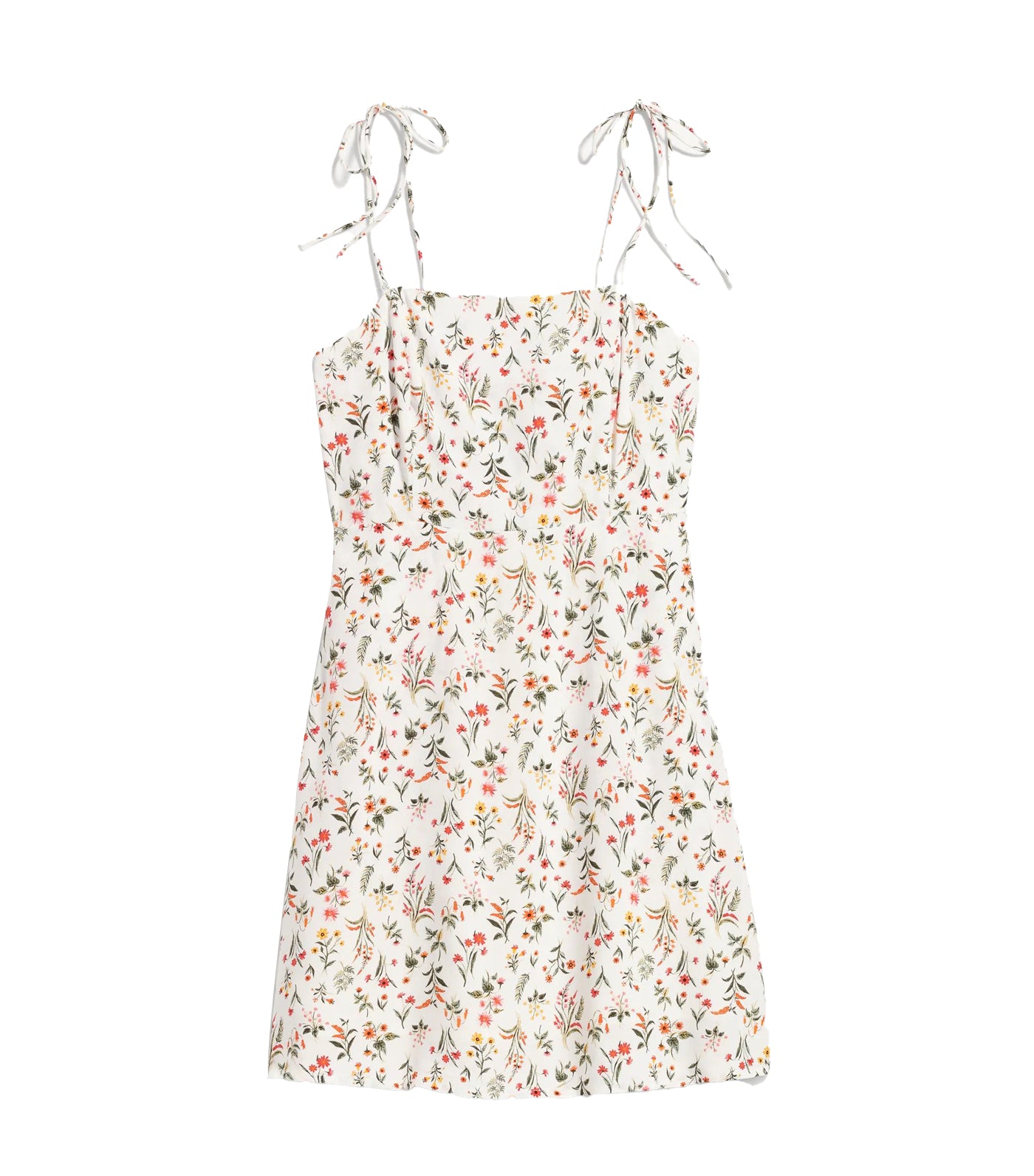 Fit and Flare Floral Tie-Shoulder Mini Cami Dress for Women Red/White Floral