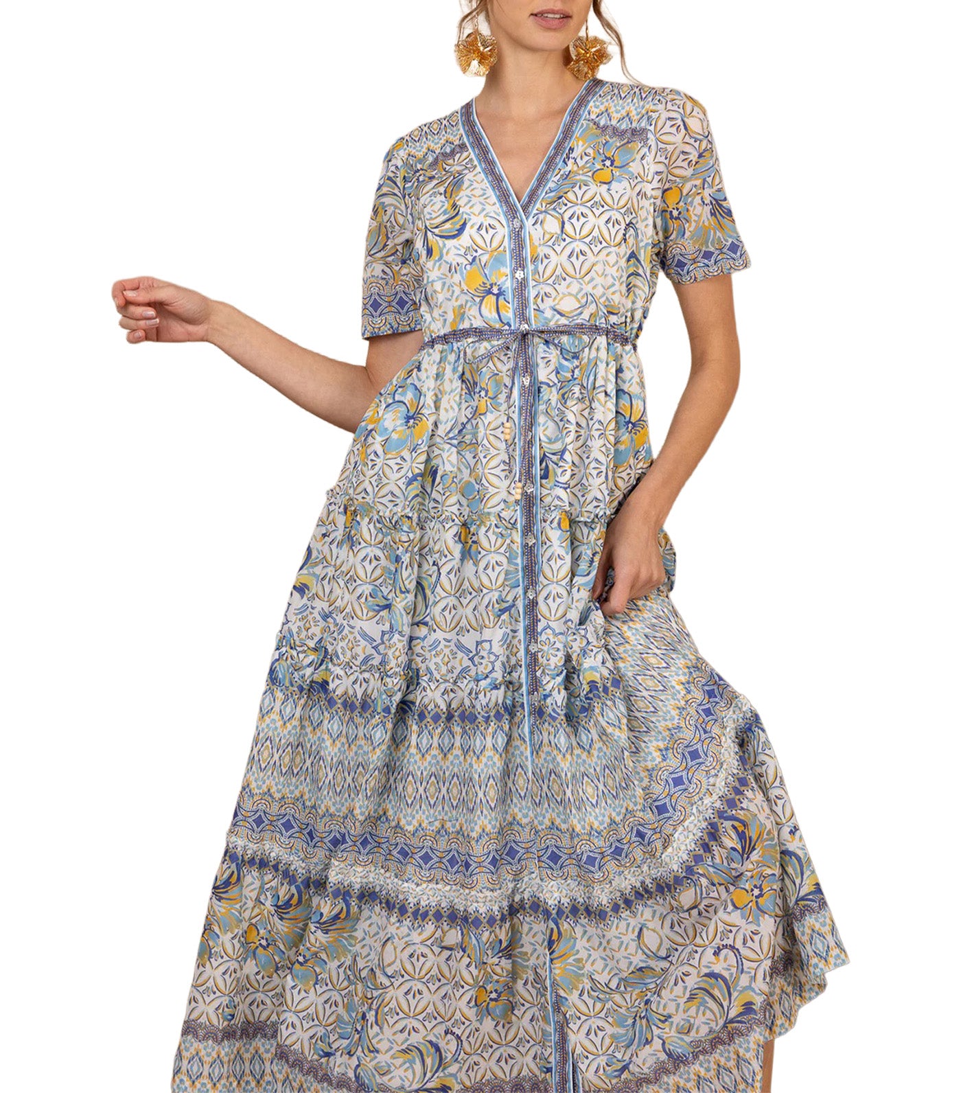 Hale Bob Ruthie Voile Maxi Dress Blue