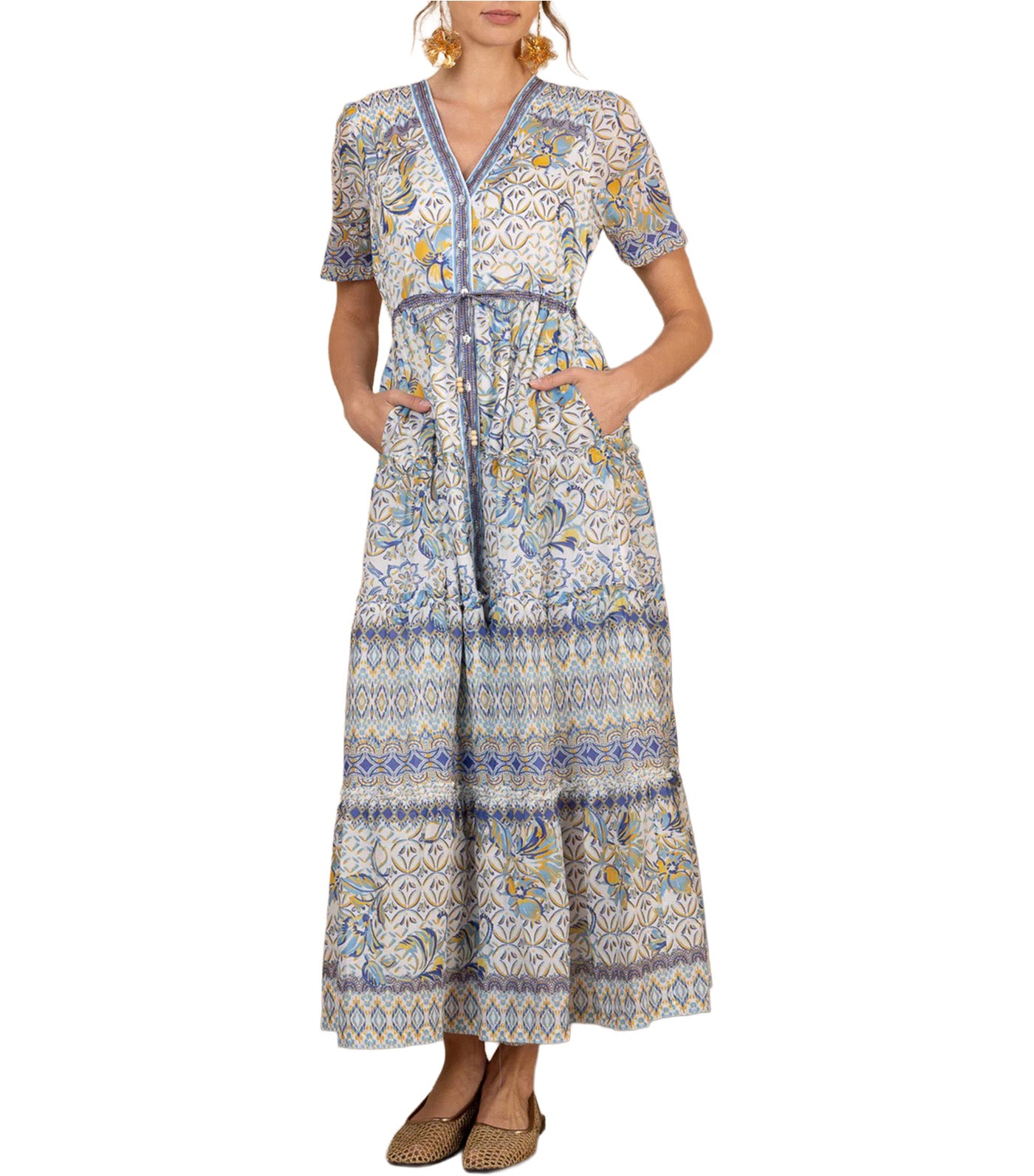 Hale Bob Ruthie Voile Maxi Dress Blue