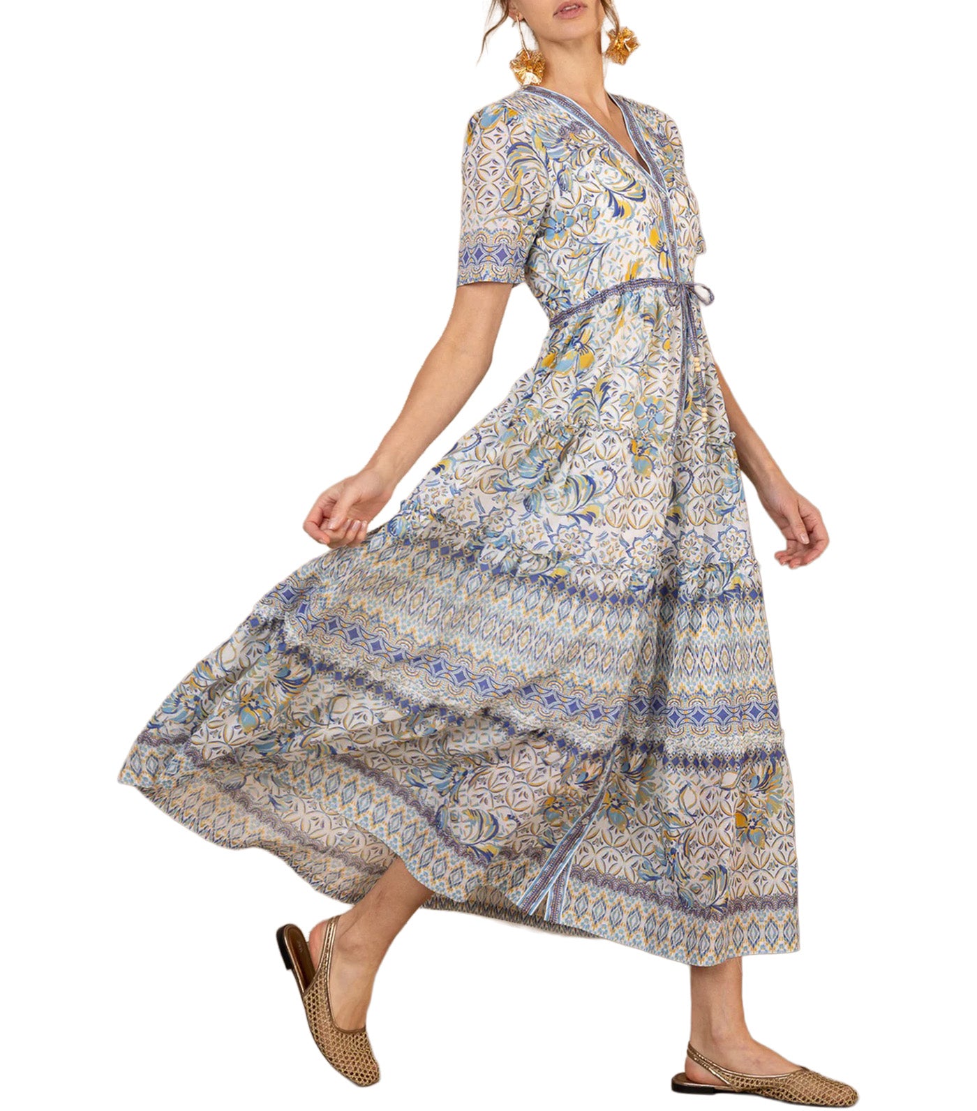 Hale Bob Ruthie Voile Maxi Dress Blue