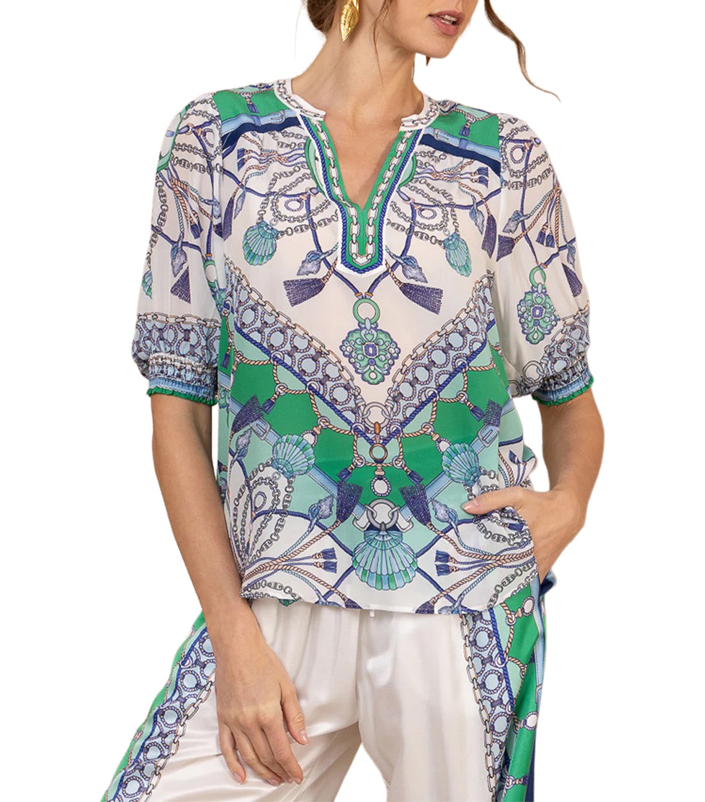 Hale Bob Roux Silk Top Blue
