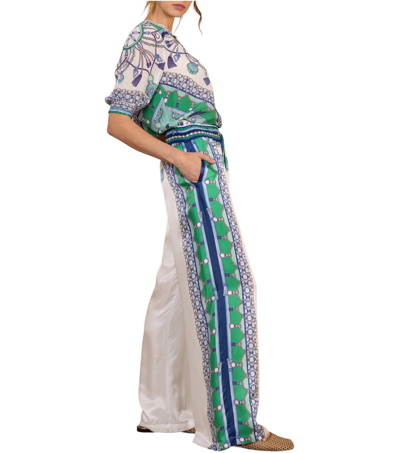 Hale Bob Danica Silk Charmeuse Pant Blue