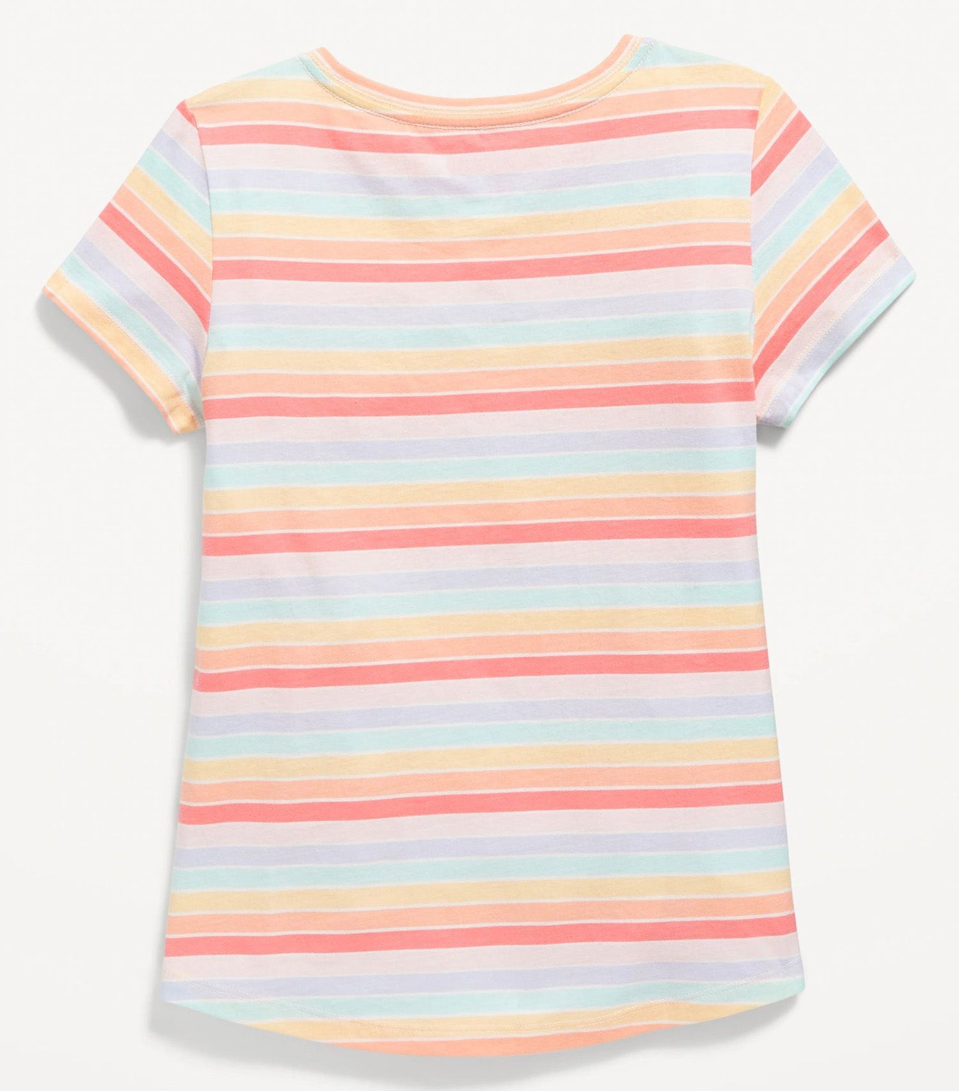 Softest Short-Sleeve Printed T-Shirt for Girls - Multi Stripe