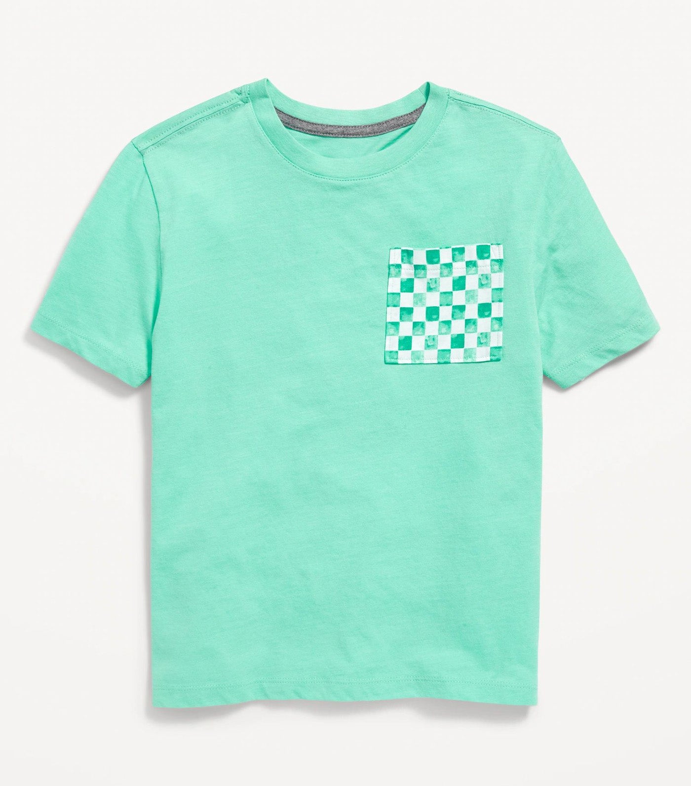 Softest Short-Sleeve Striped Pocket T-Shirt for Boys - Vista Blue Check