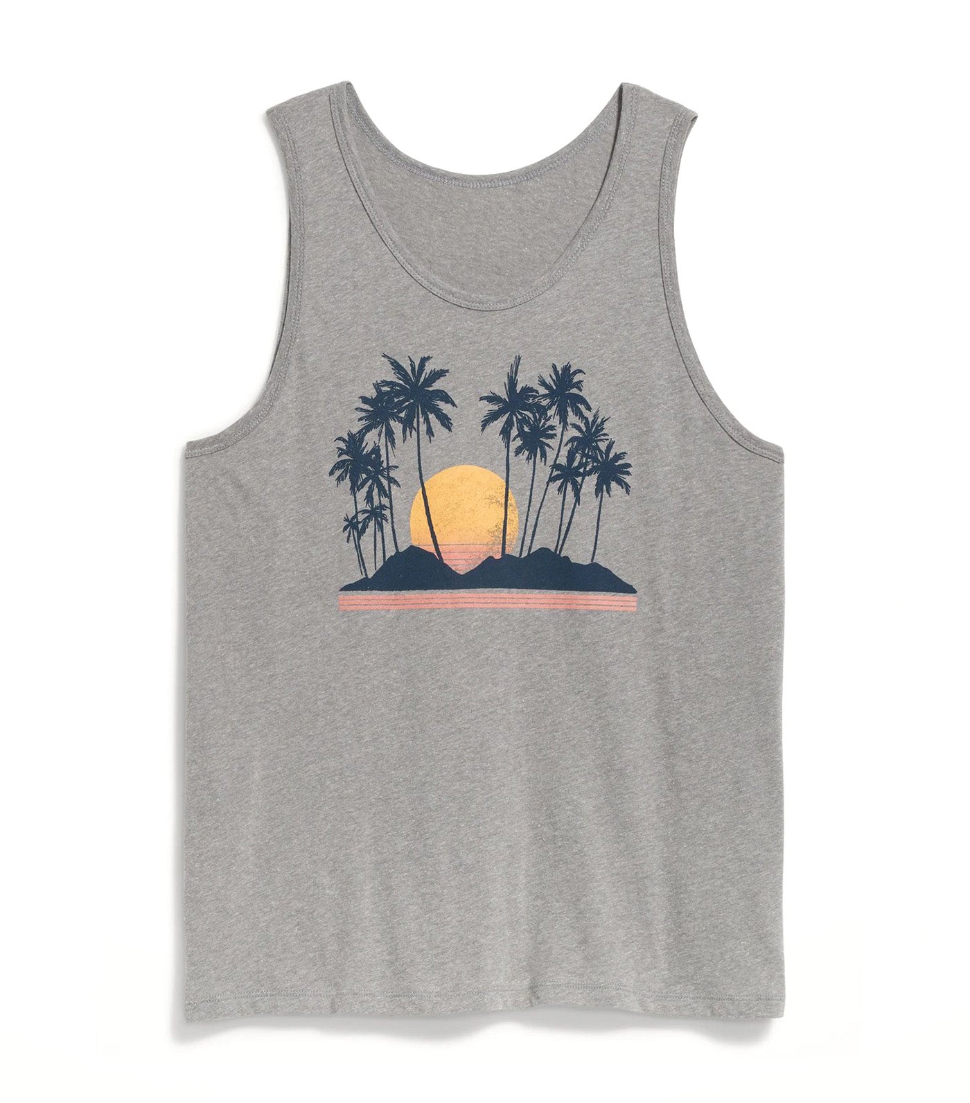 Soft-Washed Graphic Tank Top for Men Gray Vintage Palms