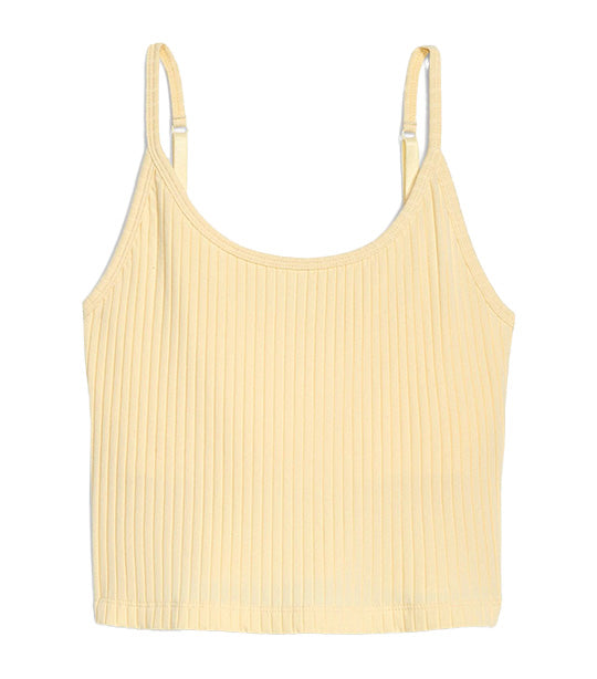 Strappy Rib-Knit Cropped Tank Top for Women Golden Straw