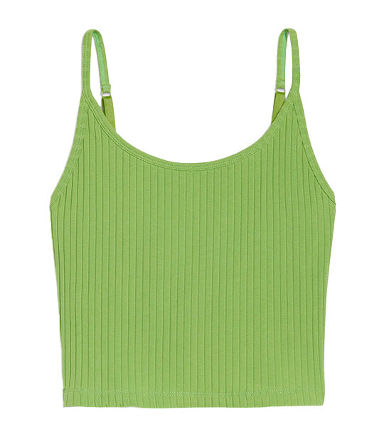 Strappy Rib-Knit Cropped Tank Top for Women Greengage