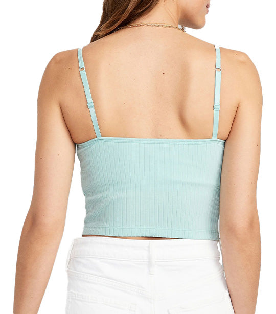 Strappy Rib-Knit Cropped Tank Top for Women Kiss The Sky