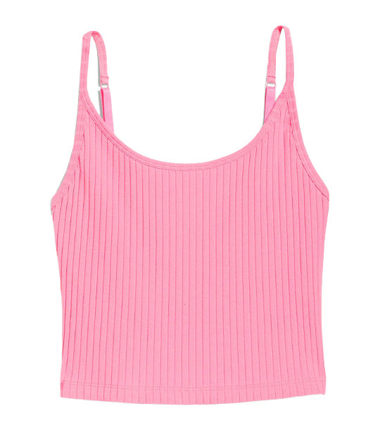 Strappy Rib-Knit Cropped Tank Top for Women Sparkle Berry
