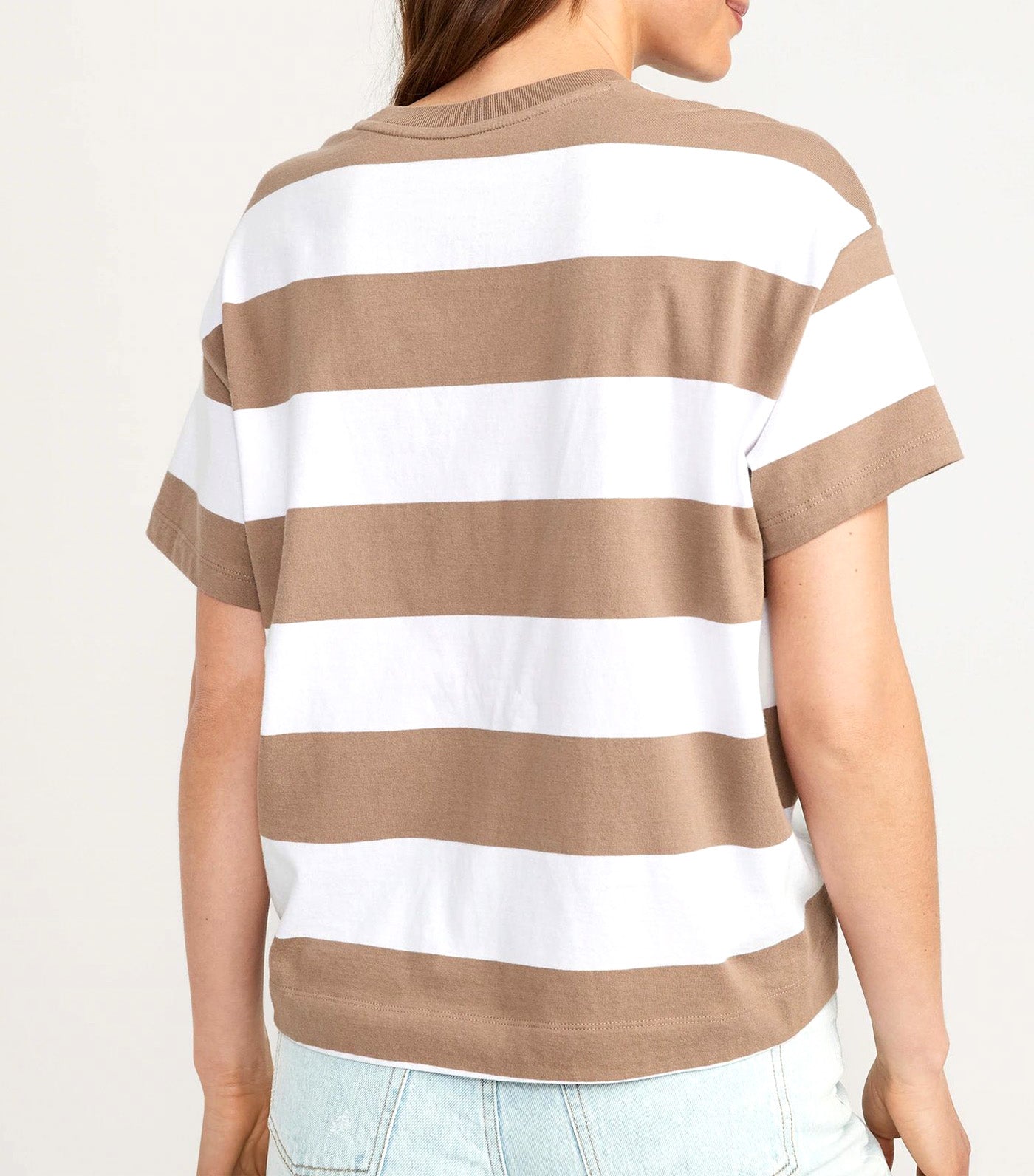 Vintage Striped T-Shirt for Women Earth Brown Stripe