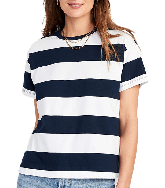 Vintage Striped T-shirt For Women Navy Stripe