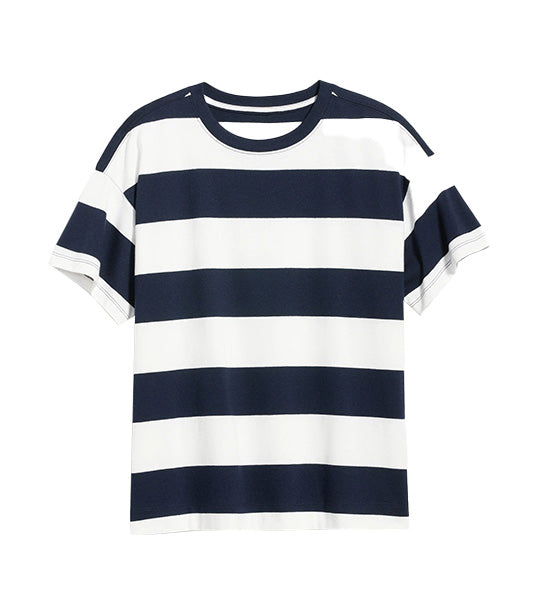 Vintage Striped T-shirt For Women Navy Stripe