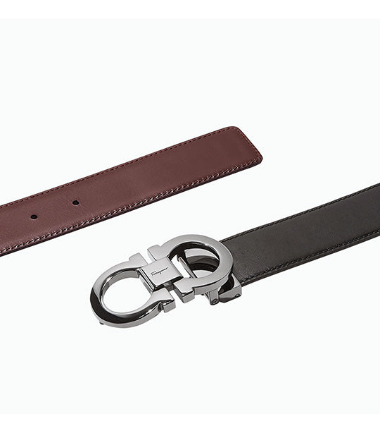 Reversible and Adjustable Gancini Belt Auburn Black