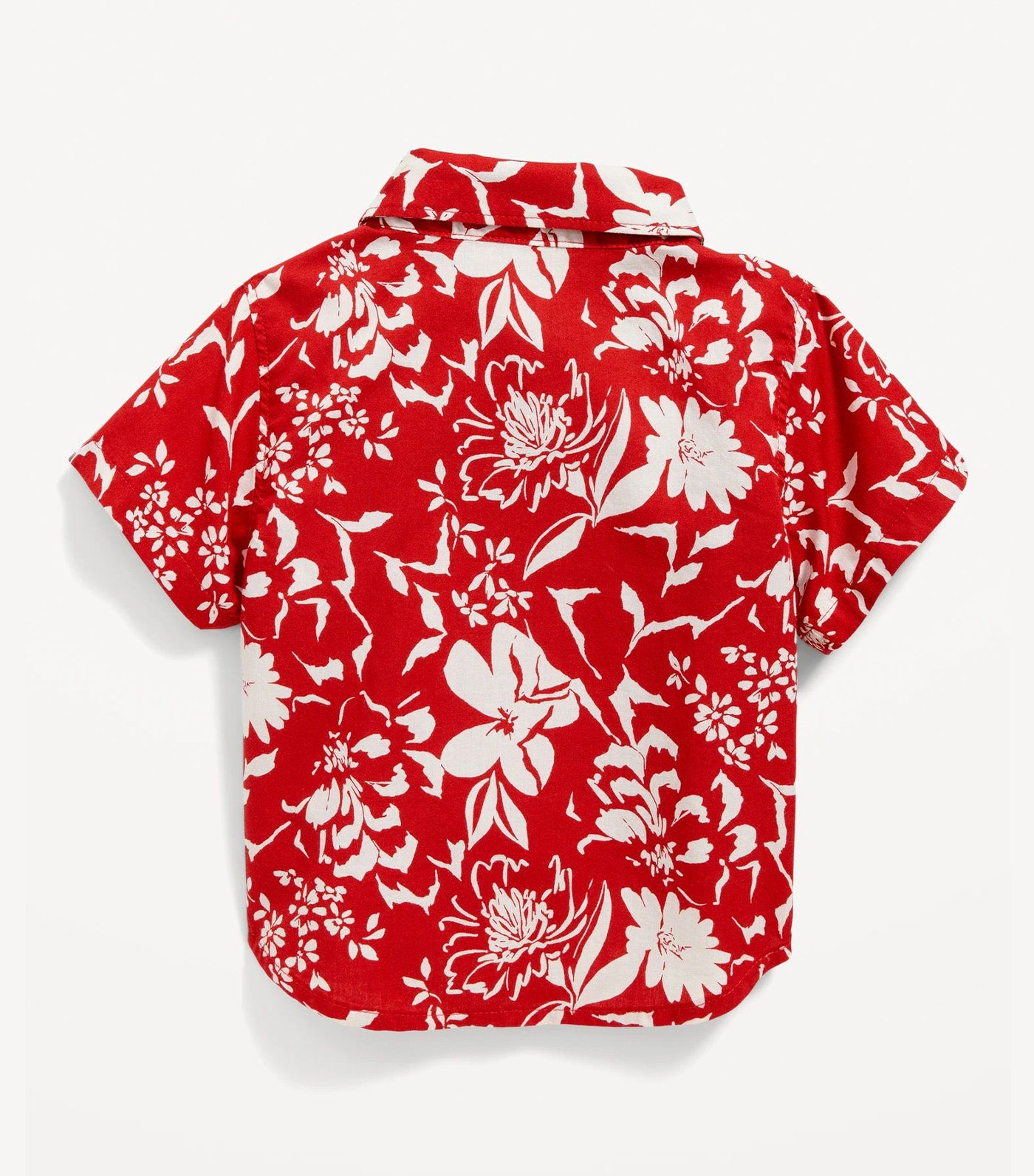 Matching Short-Sleeve Printed Poplin Shirt for Toddler Boys - Red Floral