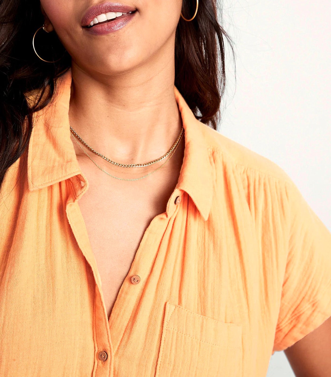 V-Neck Dolman-Sleeve Blouse for Women Mango Sorbet