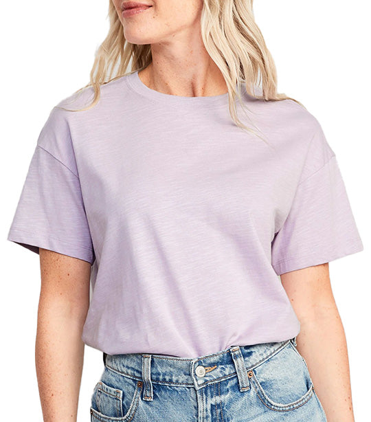 Vintage Slub-knit T-shirt For Women Dusky Lavender