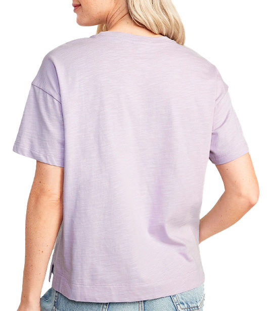 Vintage Slub-knit T-shirt For Women Dusky Lavender