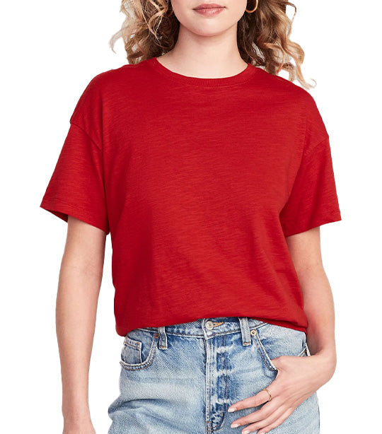 Vintage Slub-knit T-shirt For Women Robbie Red