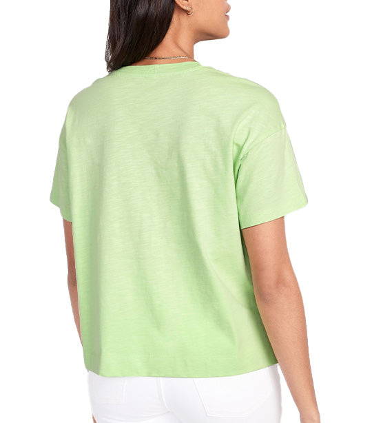Vintage Slub-knit T-shirt For Women Soft Limon