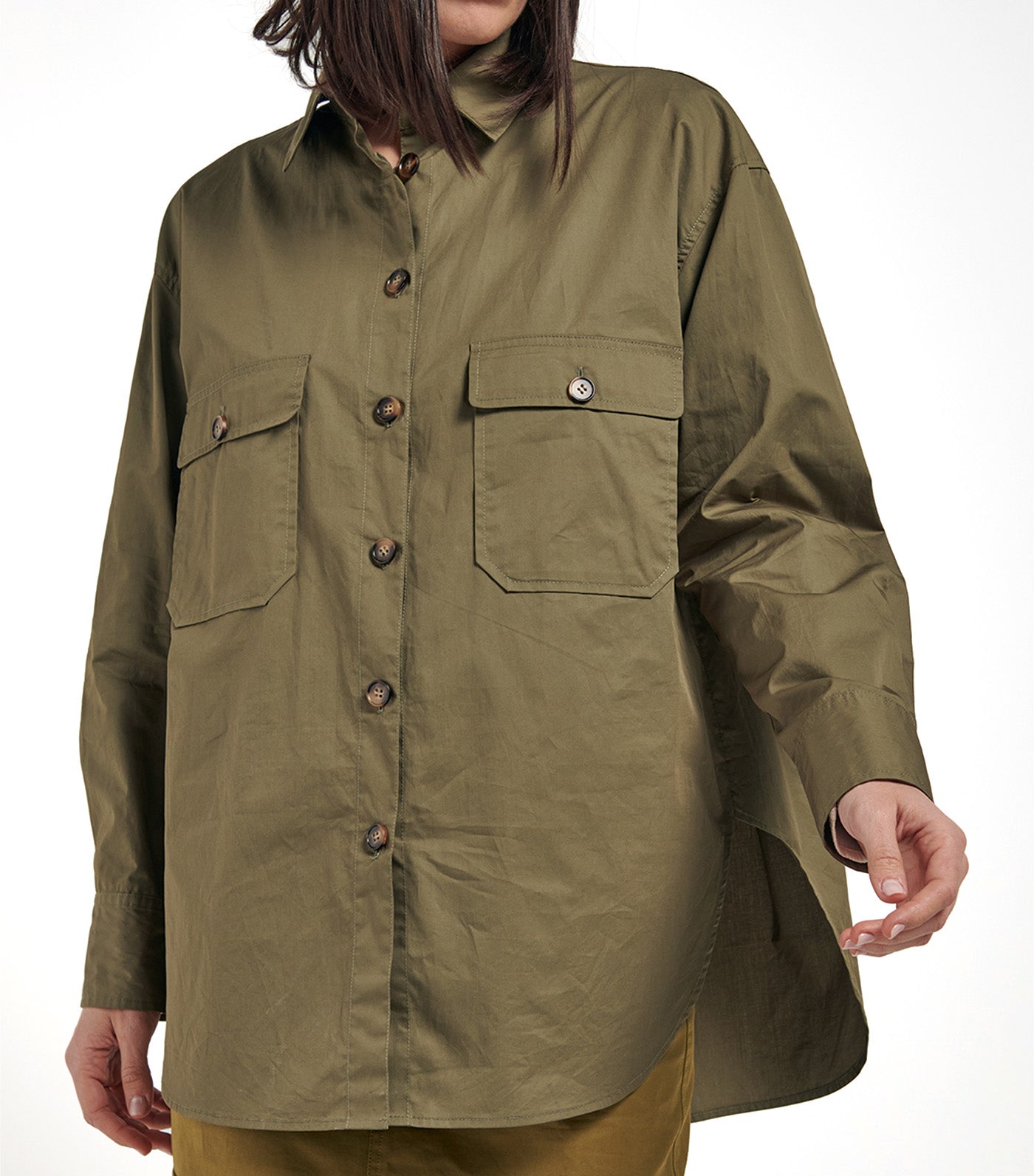 Oversized Utility Shirt Dark Khaki