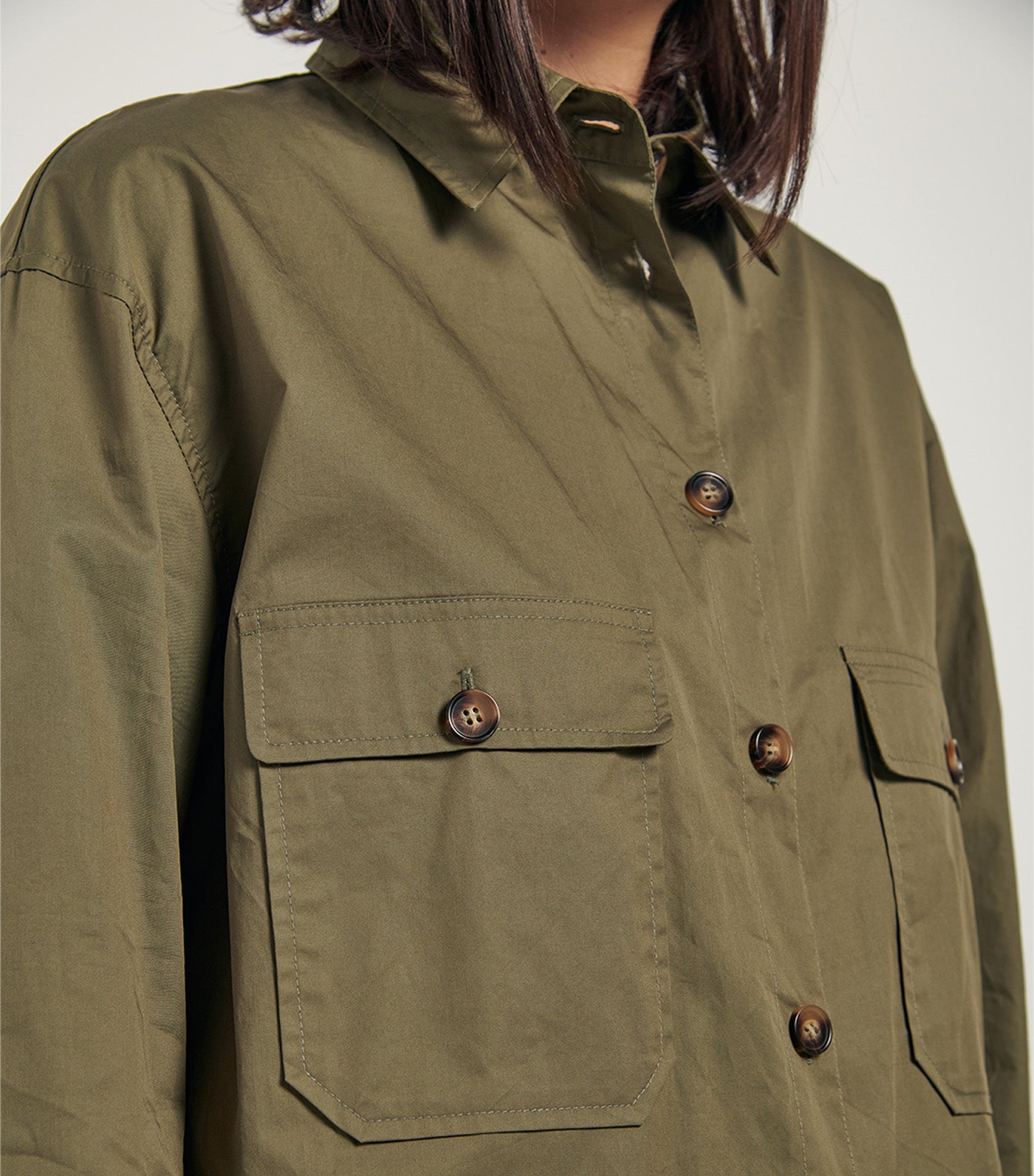 Oversized Utility Shirt Dark Khaki