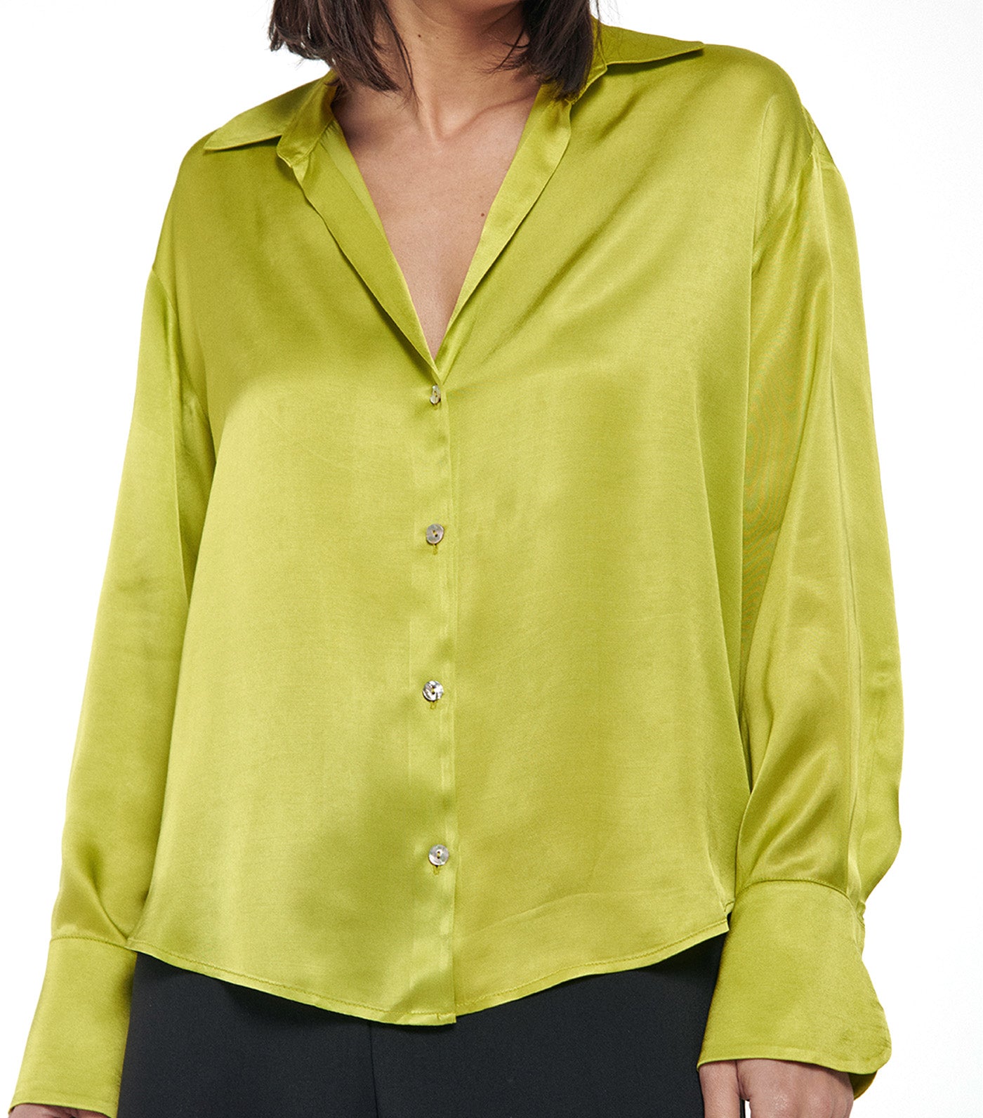 Flowing Satin Blouse Green