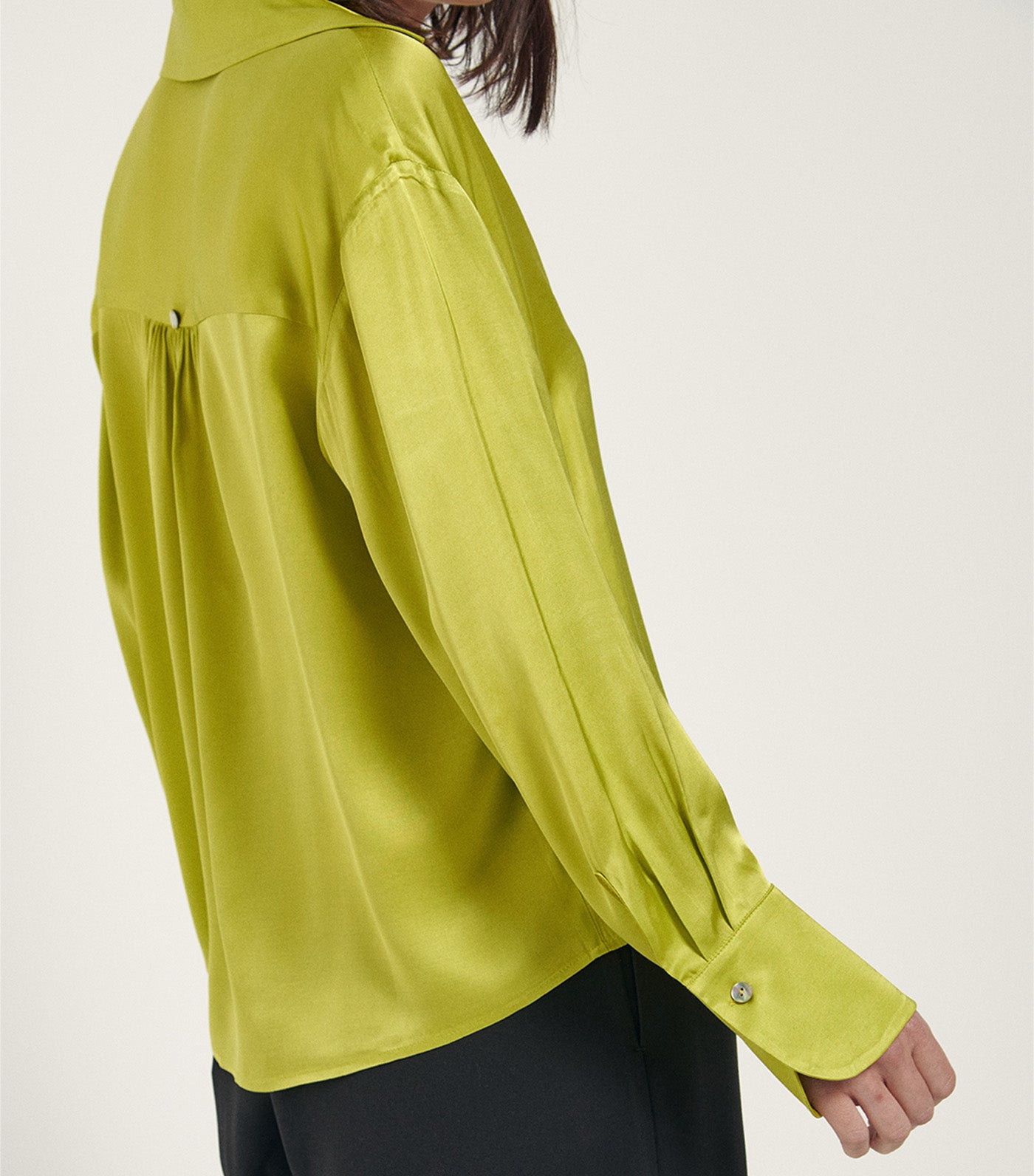 Flowing Satin Blouse Green