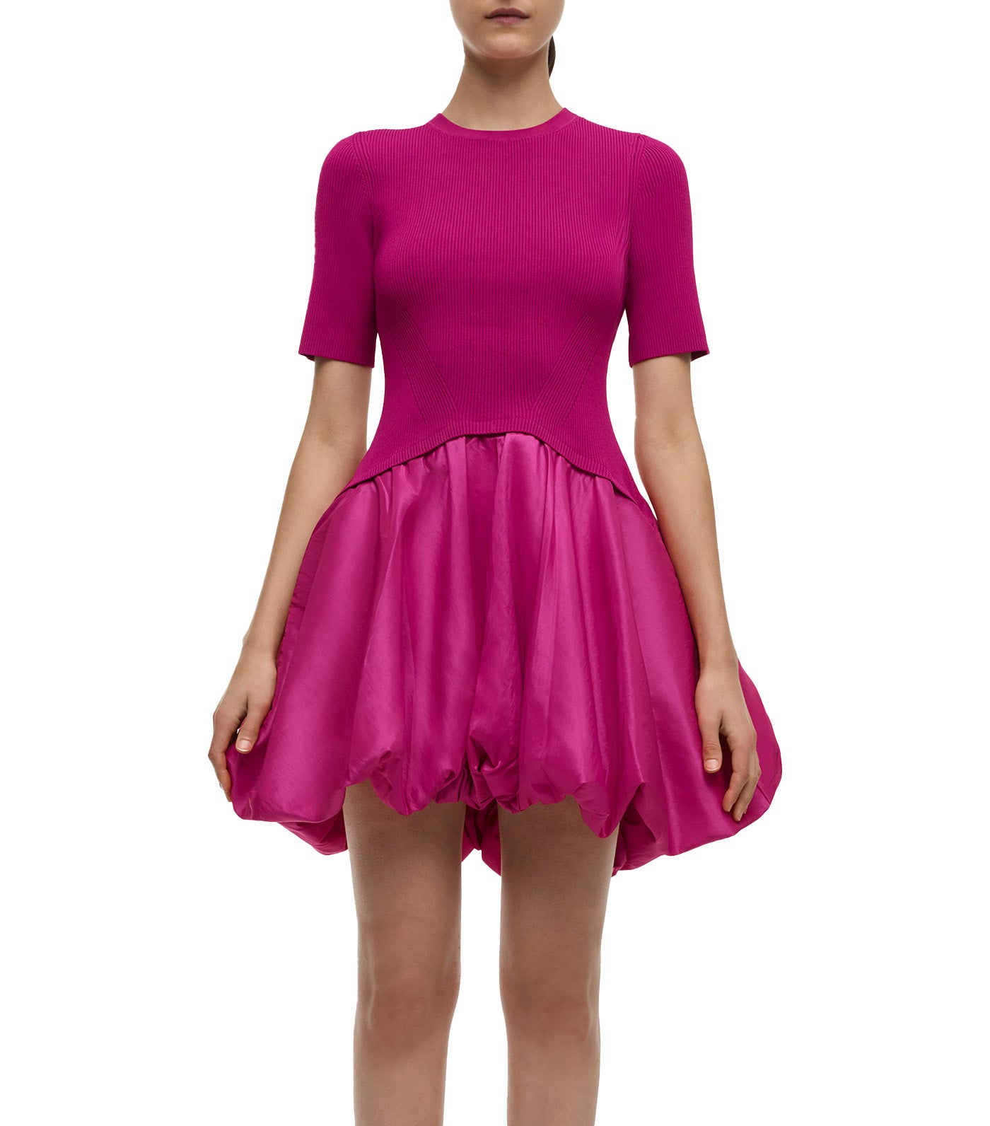 Kenny Short Sleeve Bubble Mini Dress Magenta