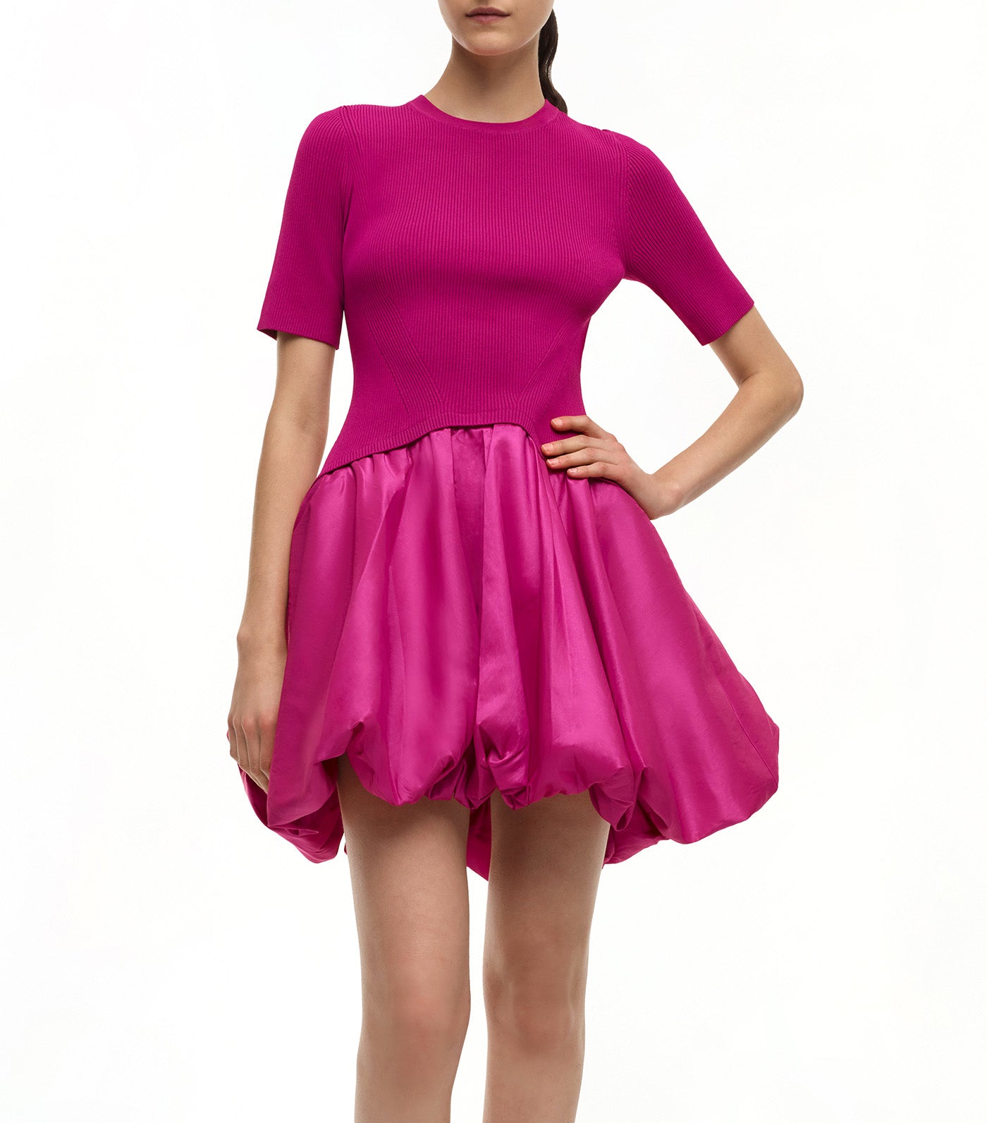 Kenny Short Sleeve Bubble Mini Dress Magenta