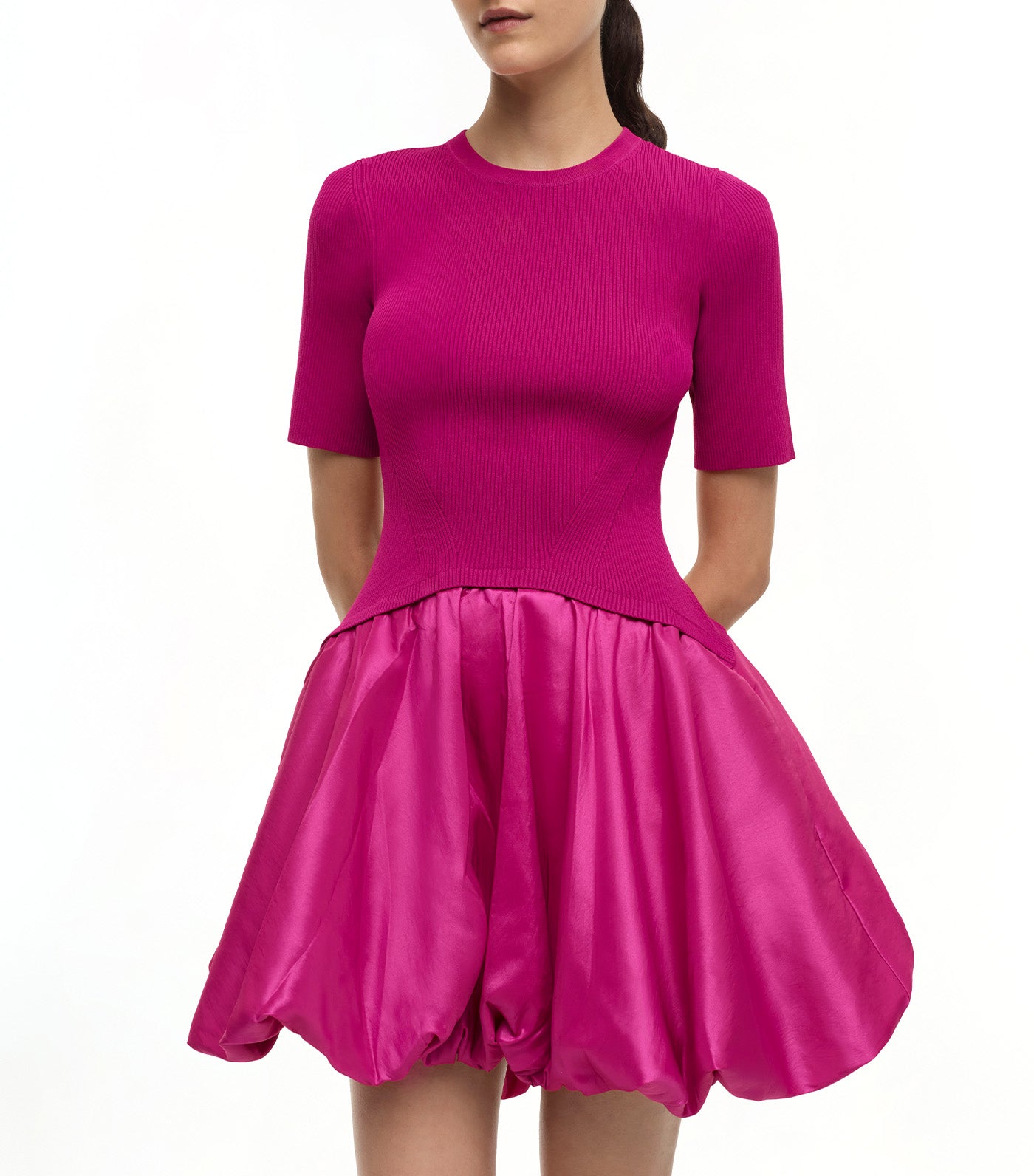 Kenny Short Sleeve Bubble Mini Dress Magenta