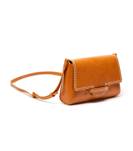 Shoulder Bag with Stitching Brown