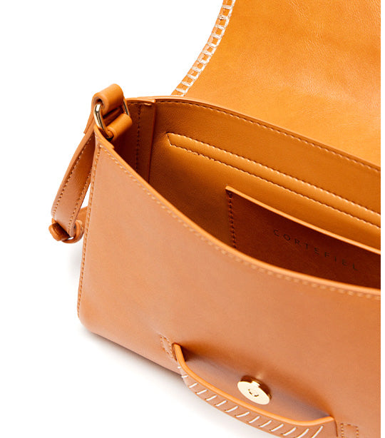 Shoulder Bag with Stitching Brown