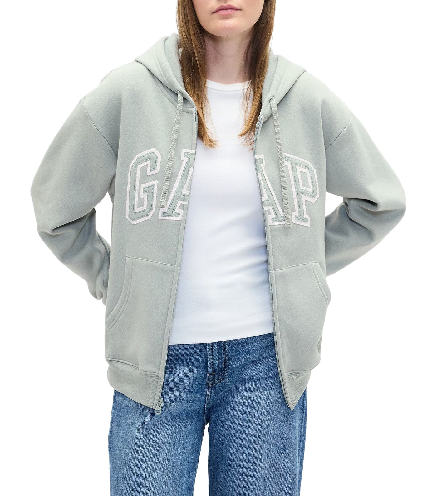 Relaxed Logo Zip Hoodie