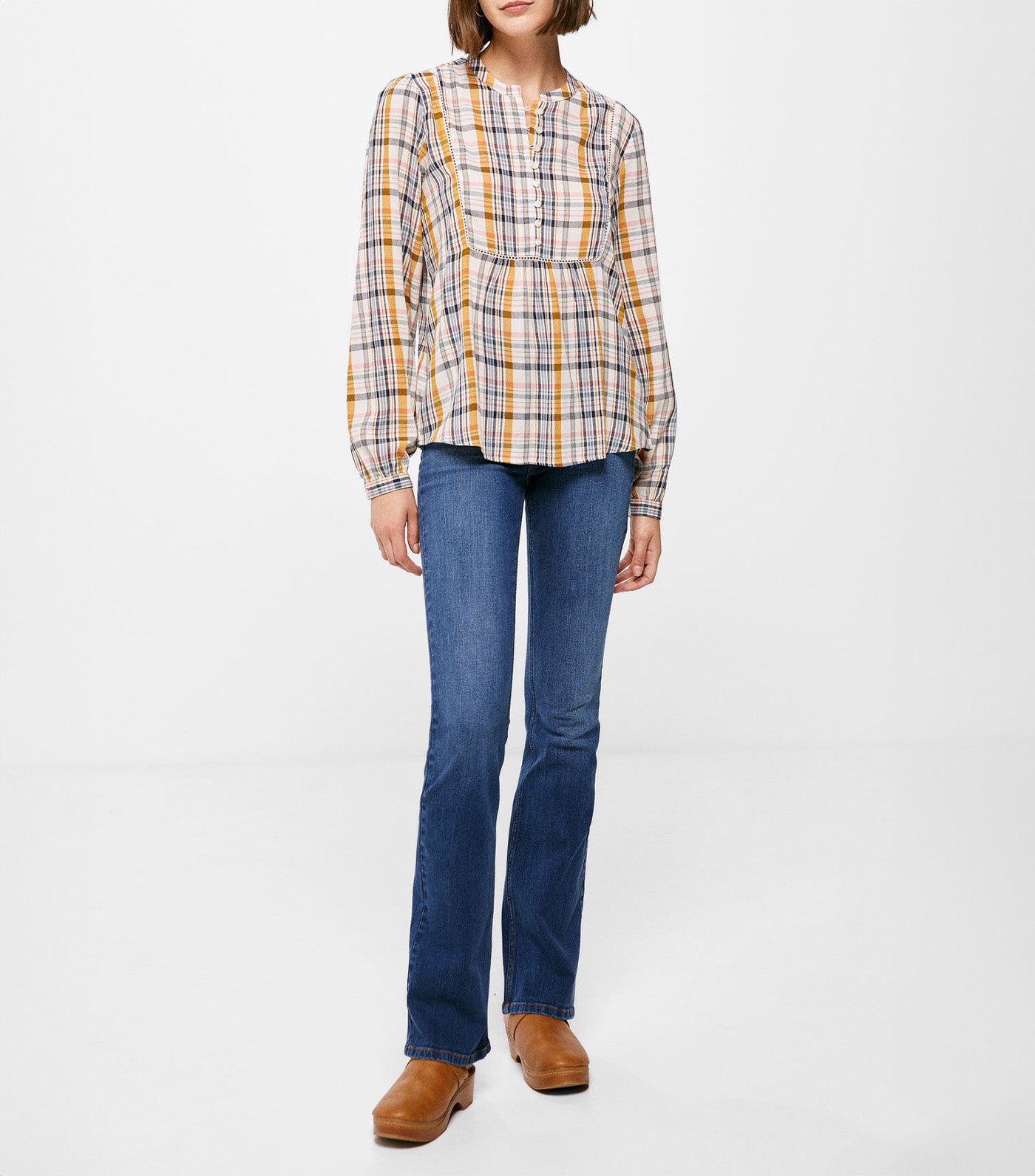 Checked Buttons Blouse Multicolor