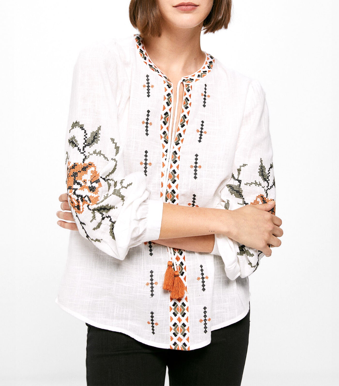 Embroidered Ethnic Blouse White