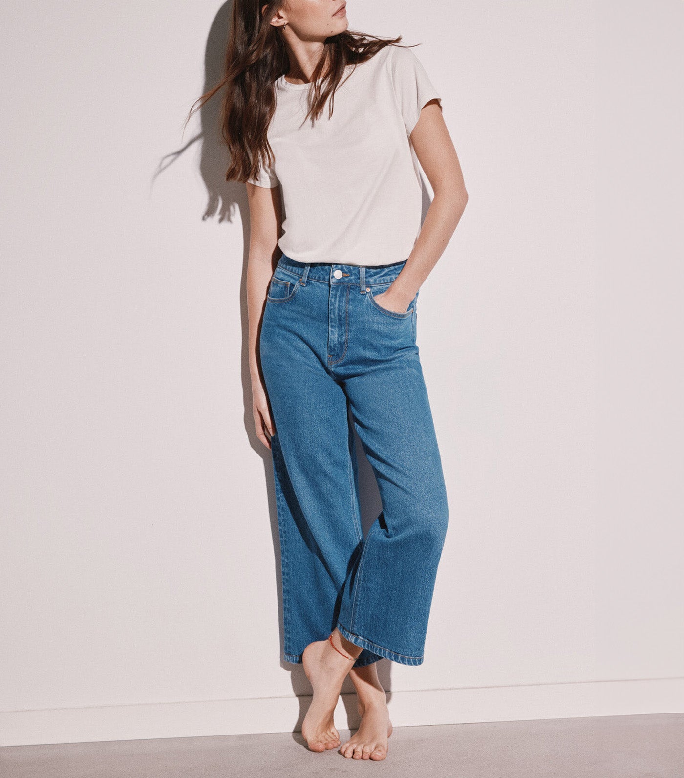 Sustainable Wash Culotte Jeans Blue
