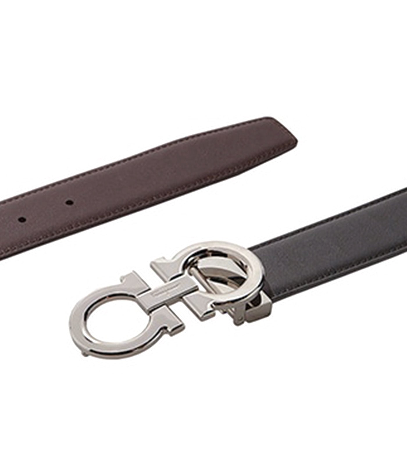 Reversible and Adjustable Gancini Belt Black