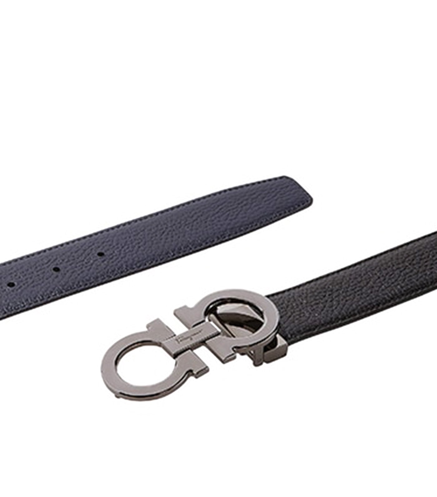 Reversible and Adjustable Gancini Belt Black/Marine Blue