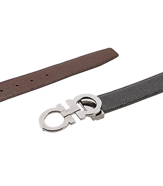 Reversible and Adjustable Gancini Belt Black/Dark Brown