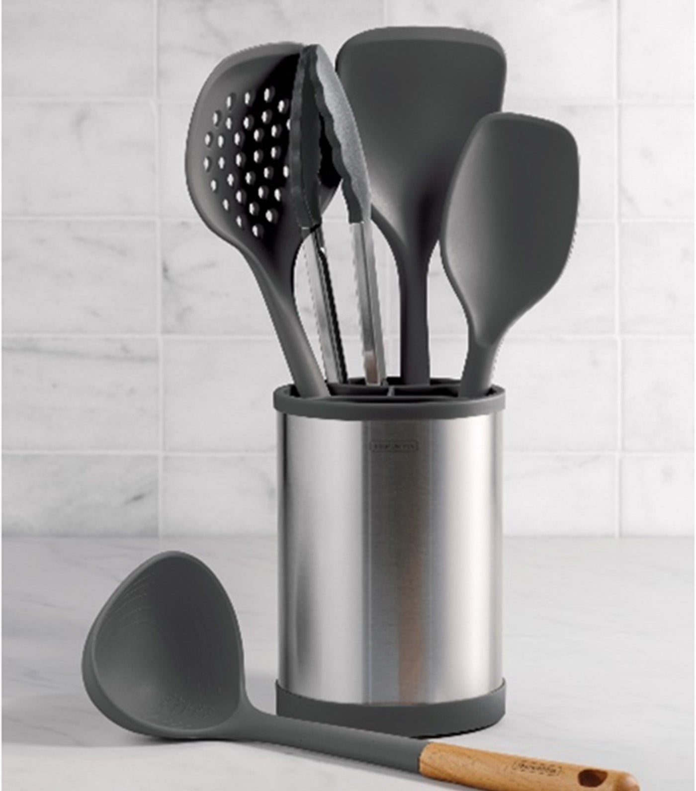 6-Piece Silicone Head Utensil Set Gray