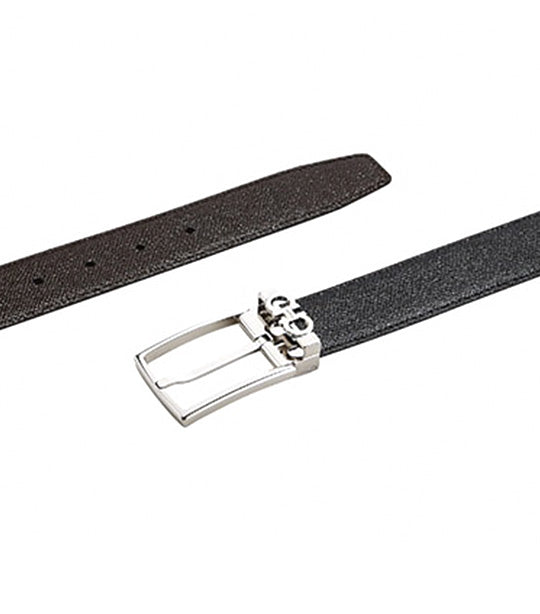 Reversible and Adjustable Gancini Belt Black/Testa Di Moro