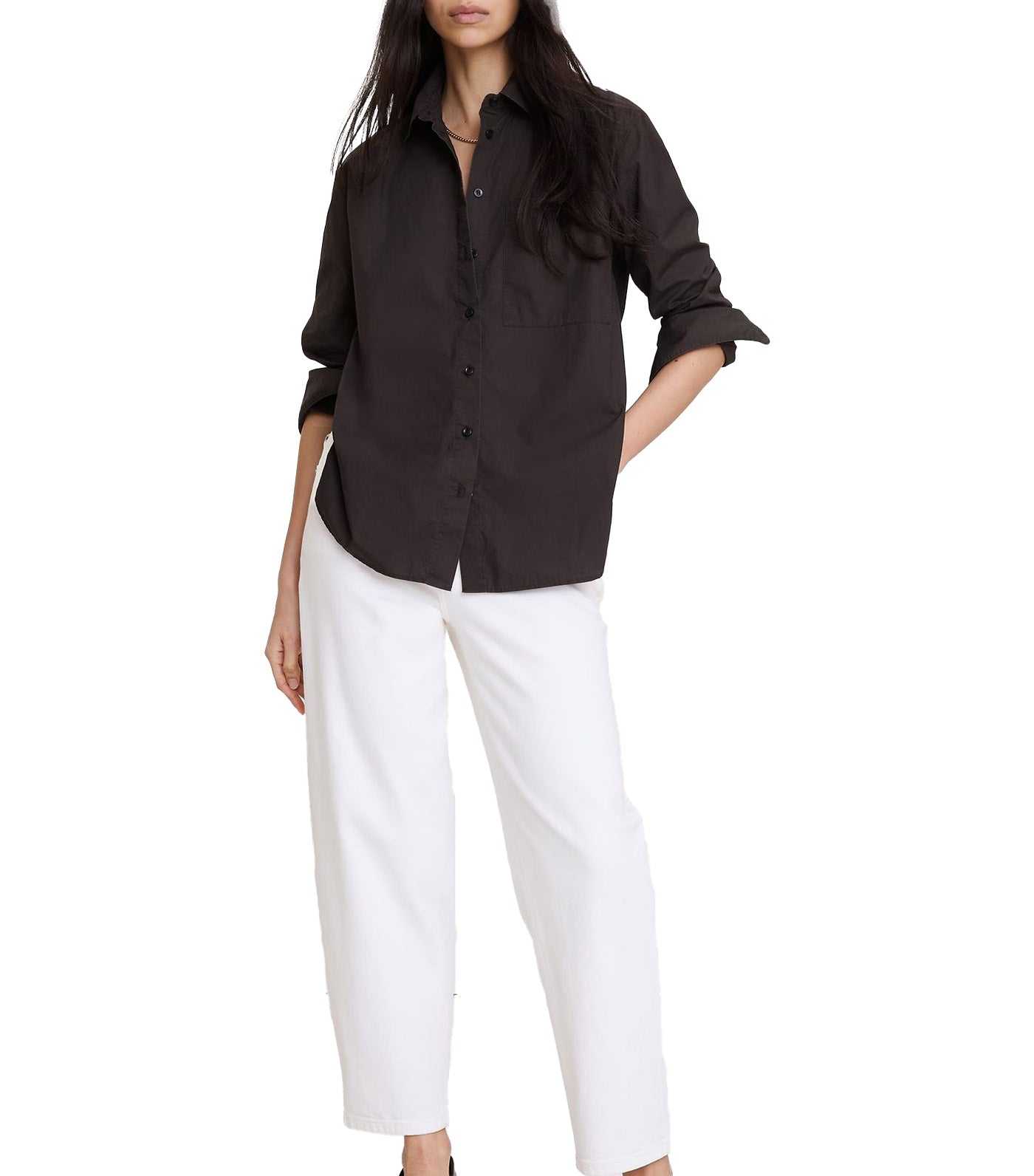 Banana Republic The Oversized Shirt in Cotton Poplin Heathland Brown
