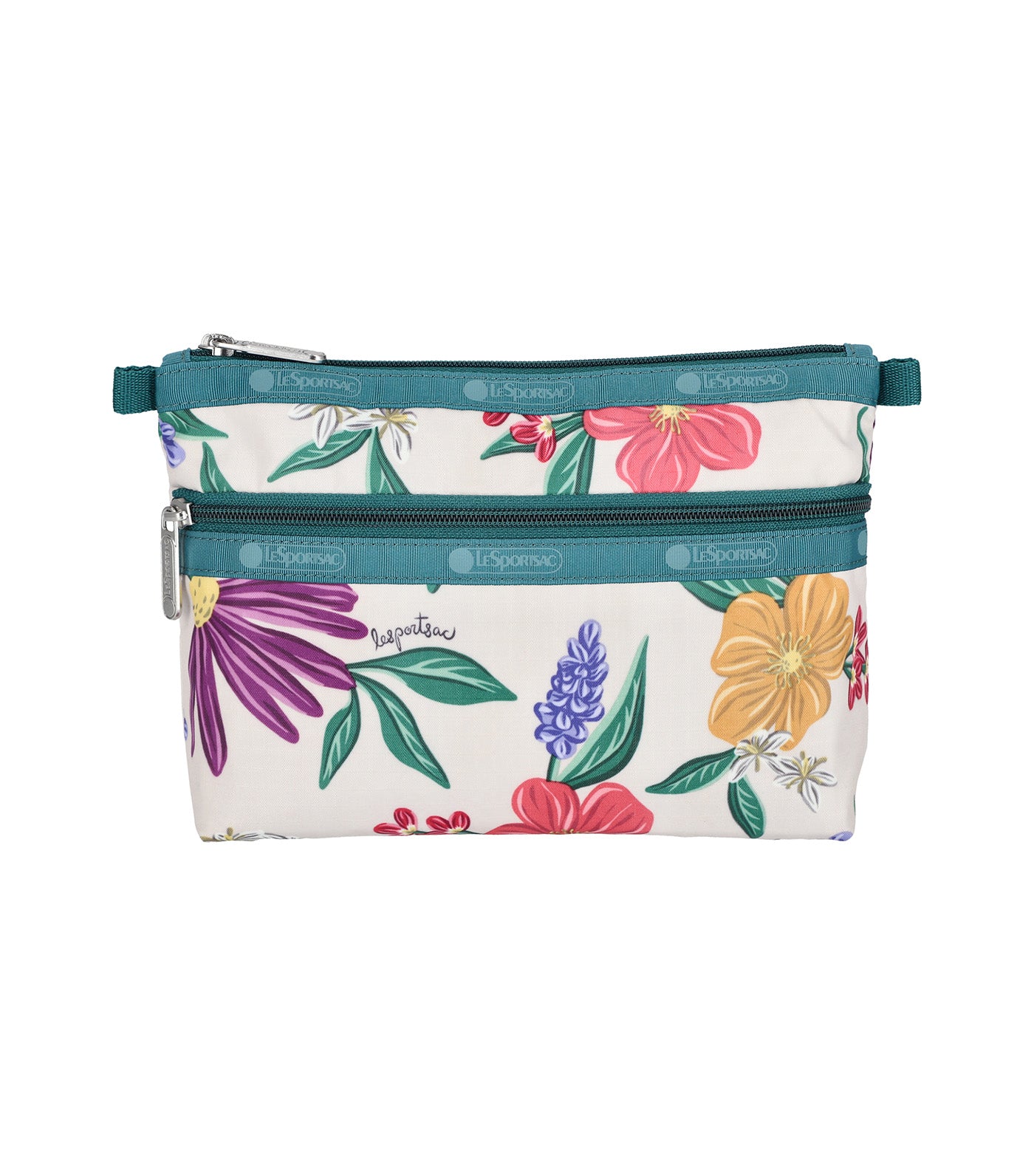 Cosmetic Clutch Graphic Floral Ivory