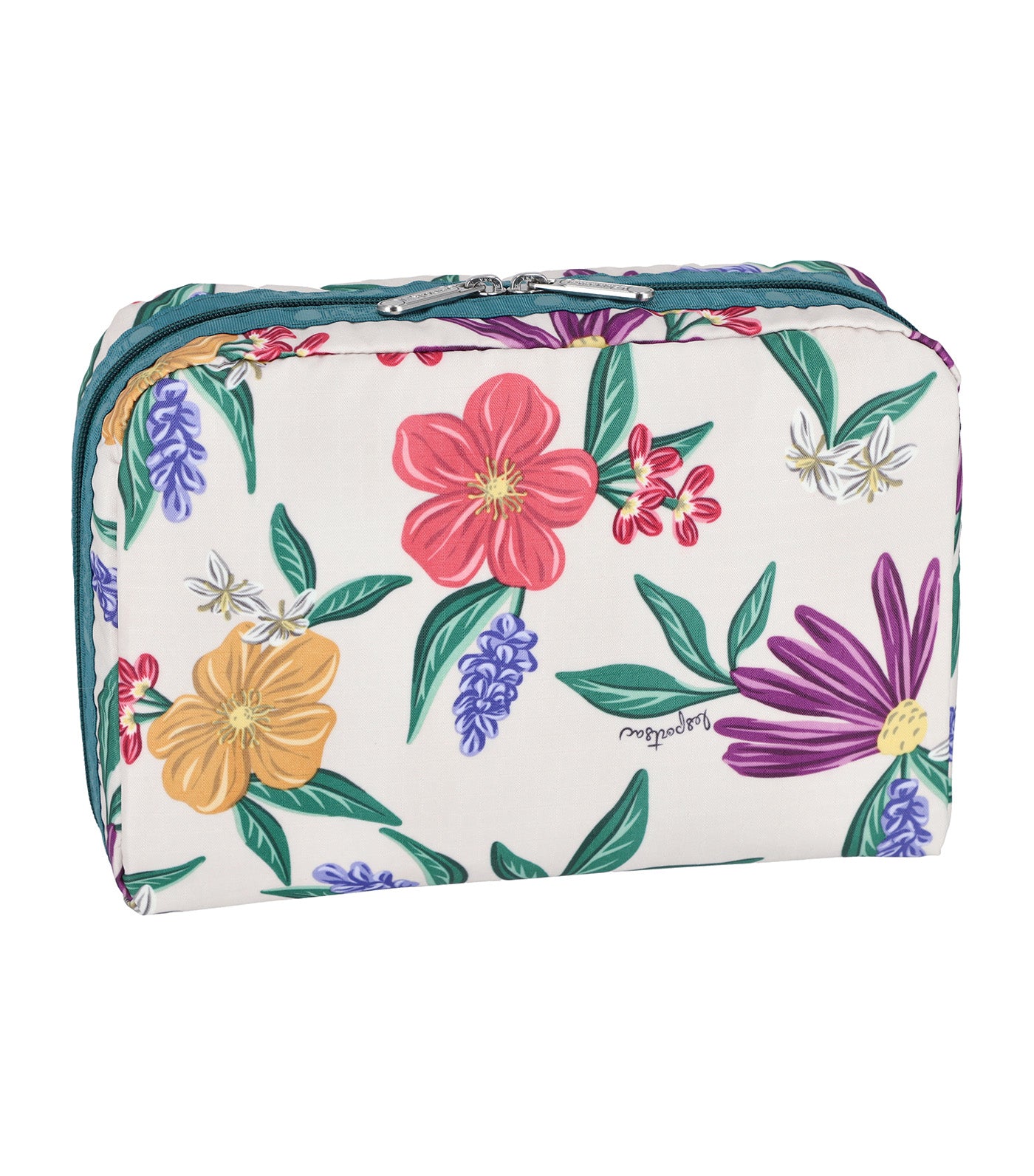 Rectangular Cosmetic Extra Large Graphic Floral Ivory