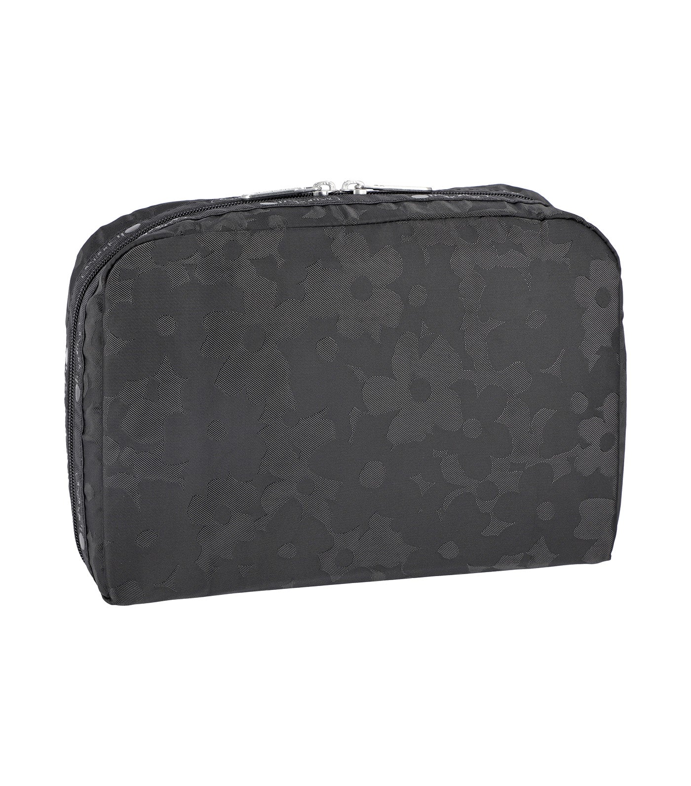 Extra Large Rectangular Cosmetic Black Floral Jacquar
